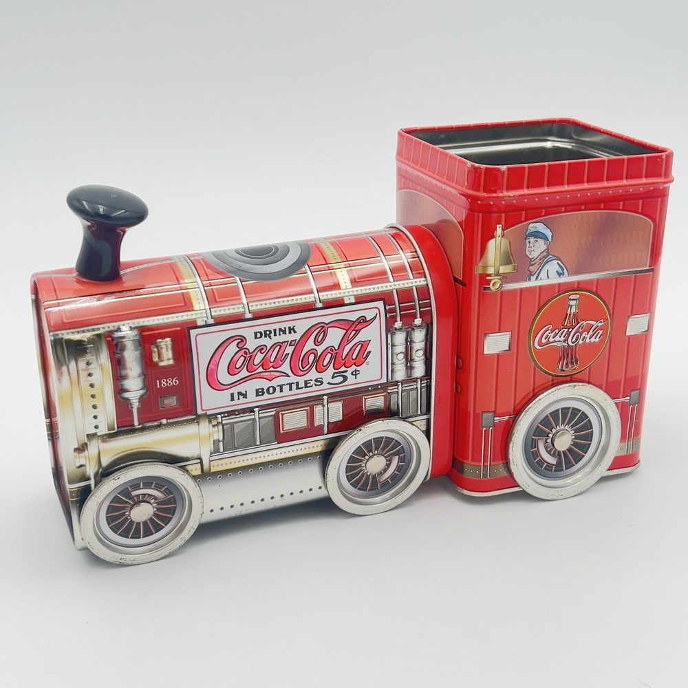 Coca-Cola Train Tin Vintage Style Locomotive Storage Container No Lid Retro.